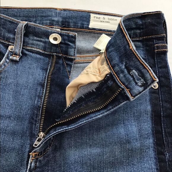 Rag & Bone Blue Side Stripe Skinny Jeans In Indigo Tux Good Condition Size 25 - Picture 8 of 12